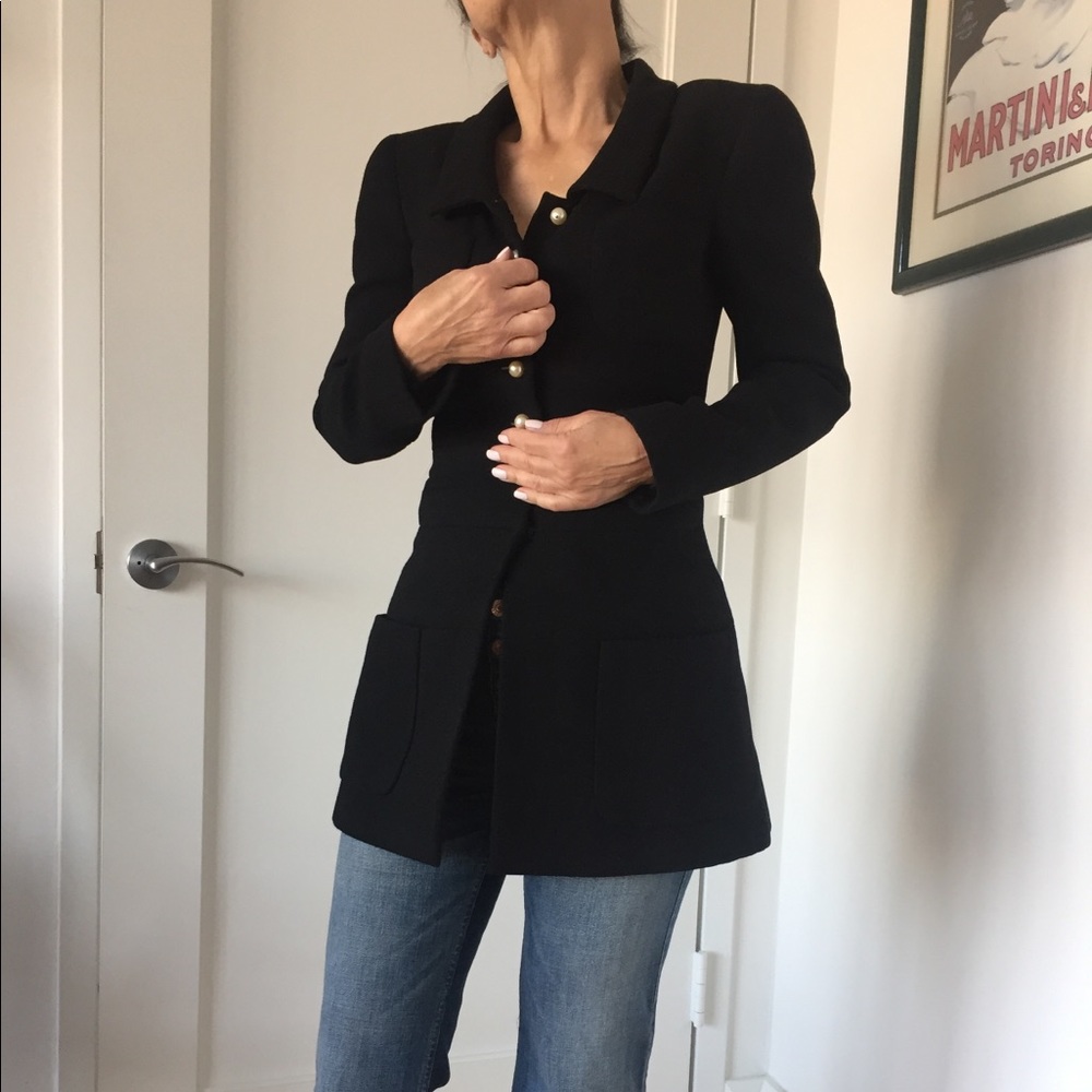 CHANEL Vintage Authentic Black Jacket Pearl Buttons - Picture 2 of 16